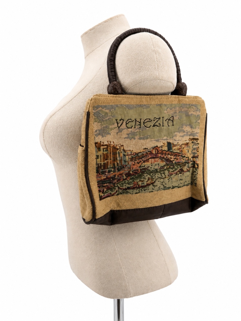 Vintage Venezia Italy Tapestry Handbag Venetian Style Scene Purse
